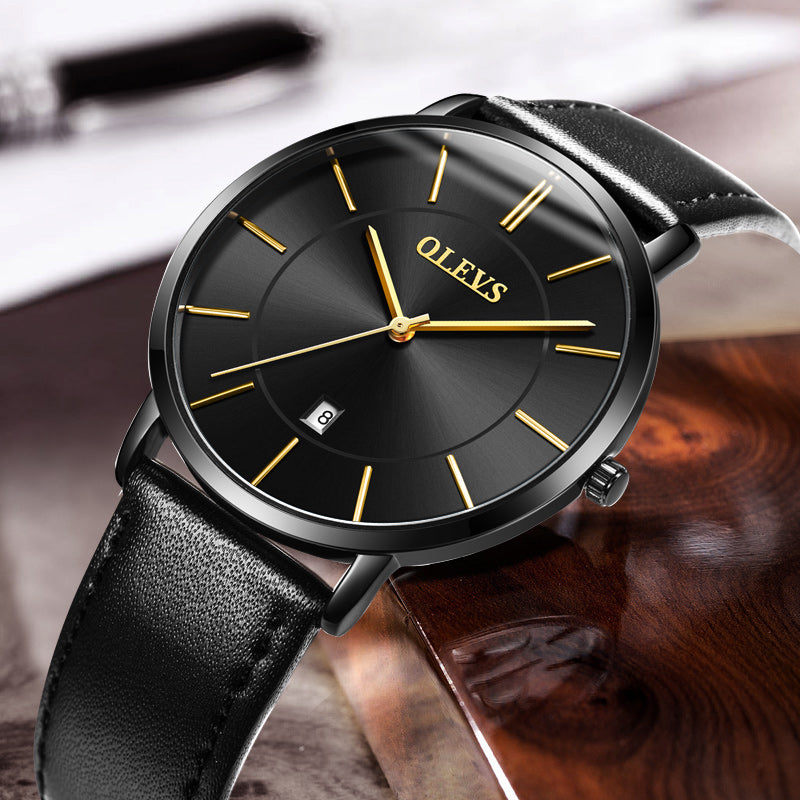 Fashion Casual Watch Men Luxury Brand Mens Watches Leather Sport Waterproof Auto Date Quartz Wristwatch - TAJ Store