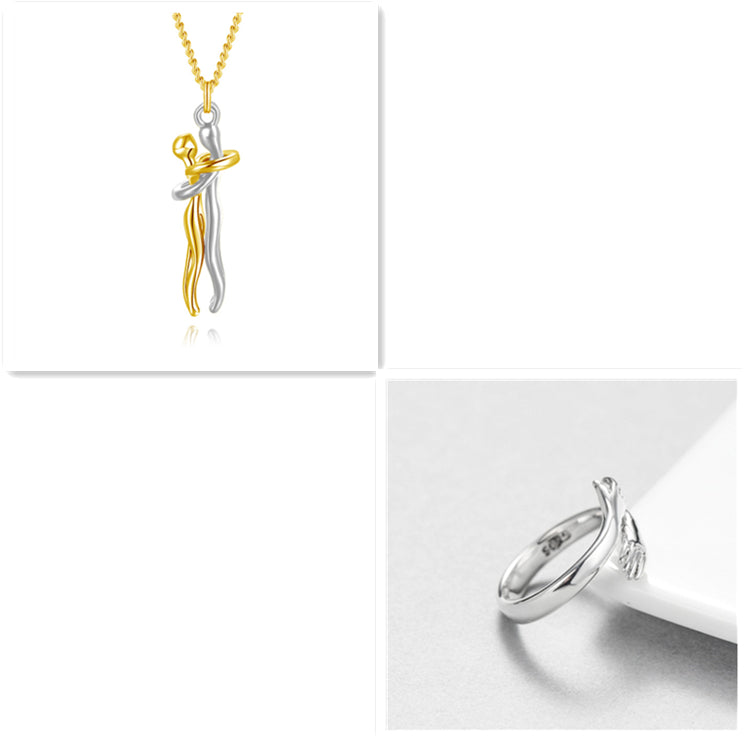 Love Hug Necklace Unisex Men Women Couple Jewelry Simple Temperament Clavicle Chain Valentines Day Lover Gift - TAJ Store