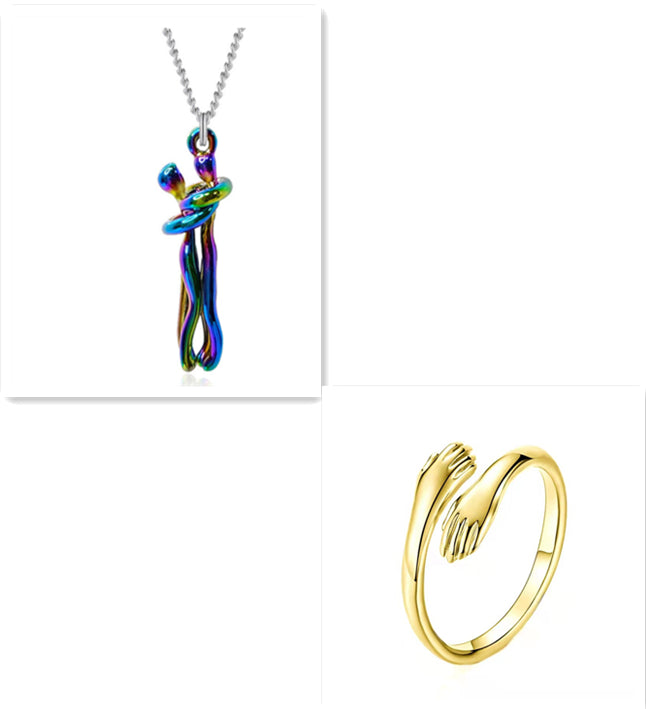 Love Hug Necklace Unisex Men Women Couple Jewelry Simple Temperament Clavicle Chain Valentines Day Lover Gift - TAJ Store